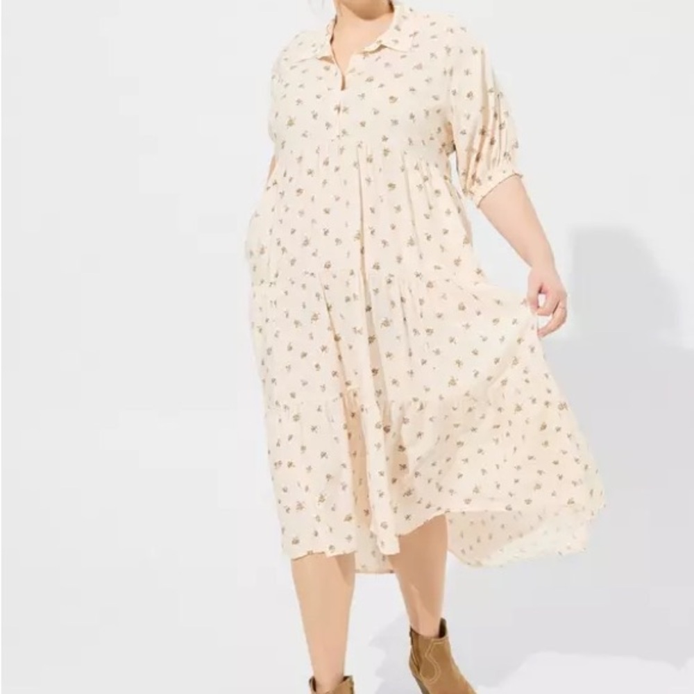 Torrid Maxi Challis Hi-Low Tiered Shirtdress NWT 1